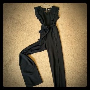 Black ruffel top jumpsuit